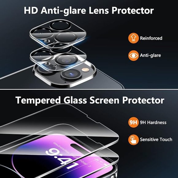 [3-in-1] iPhone 14 Pro Case with Lens & Screen Protectors - Brand New - Picture 3 of 8